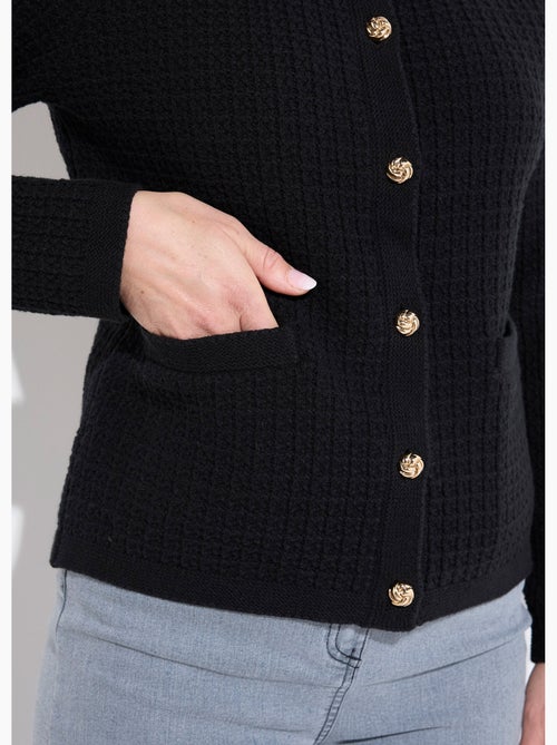 Chaqueta chaleco corta abotonada en punto efecto tweed - Afibel - Kiabi