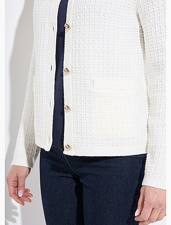 Chaqueta chaleco corta abotonada en punto efecto tweed