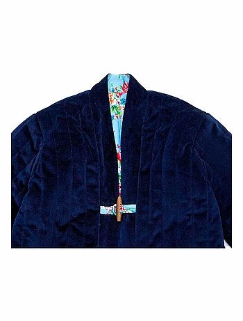 Chaqueta China para Niña | Azul Marino Reversible con Flores Turquesa | KIM