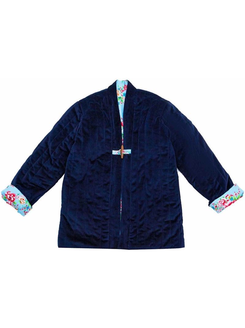 Chaqueta China para Niña | Azul Marino Reversible con Flores Turquesa | KIM Azul marino - Kiabi