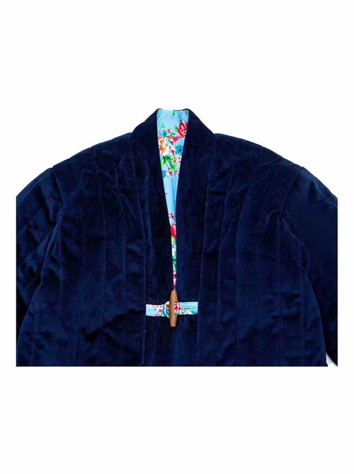 Chaqueta China para Niña | Azul Marino Reversible con Flores Turquesa | KIM - Kiabi