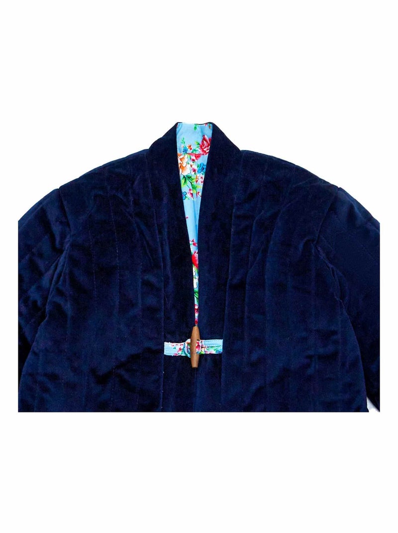 Chaqueta China para Niña | Azul Marino Reversible con Flores Turquesa | KIM Azul marino - Kiabi