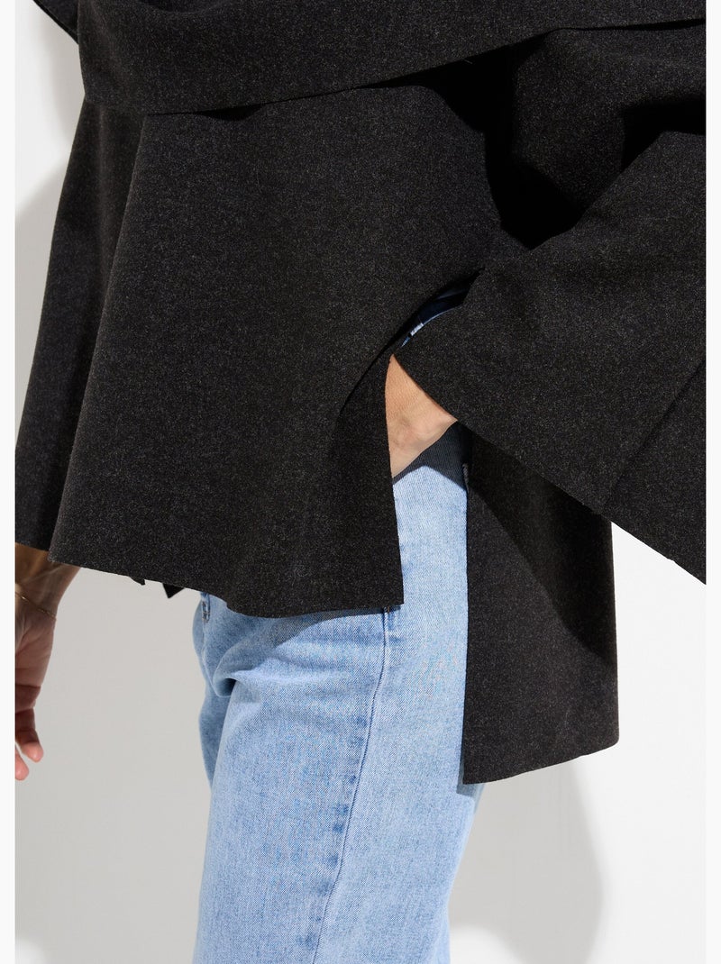 Chaqueta con botón joya de metal y bufanda - AFIBEL Negro - Kiabi