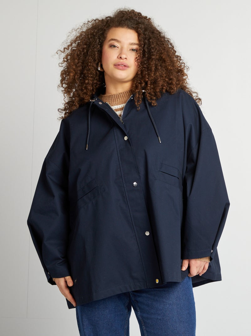 Chaqueta con capucha corte trapecio azul - Kiabi