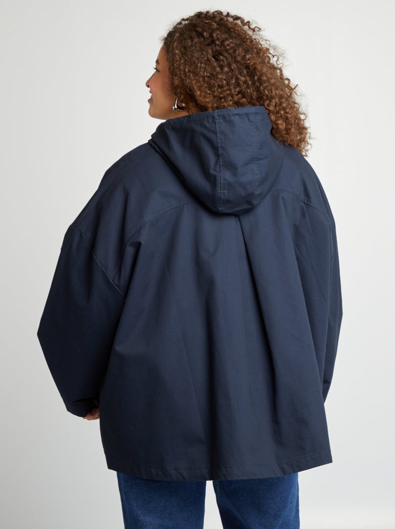 Chaqueta con capucha corte trapecio azul - Kiabi