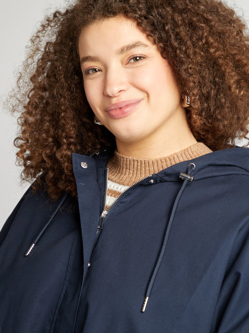 Chaqueta con capucha corte trapecio azul - Kiabi