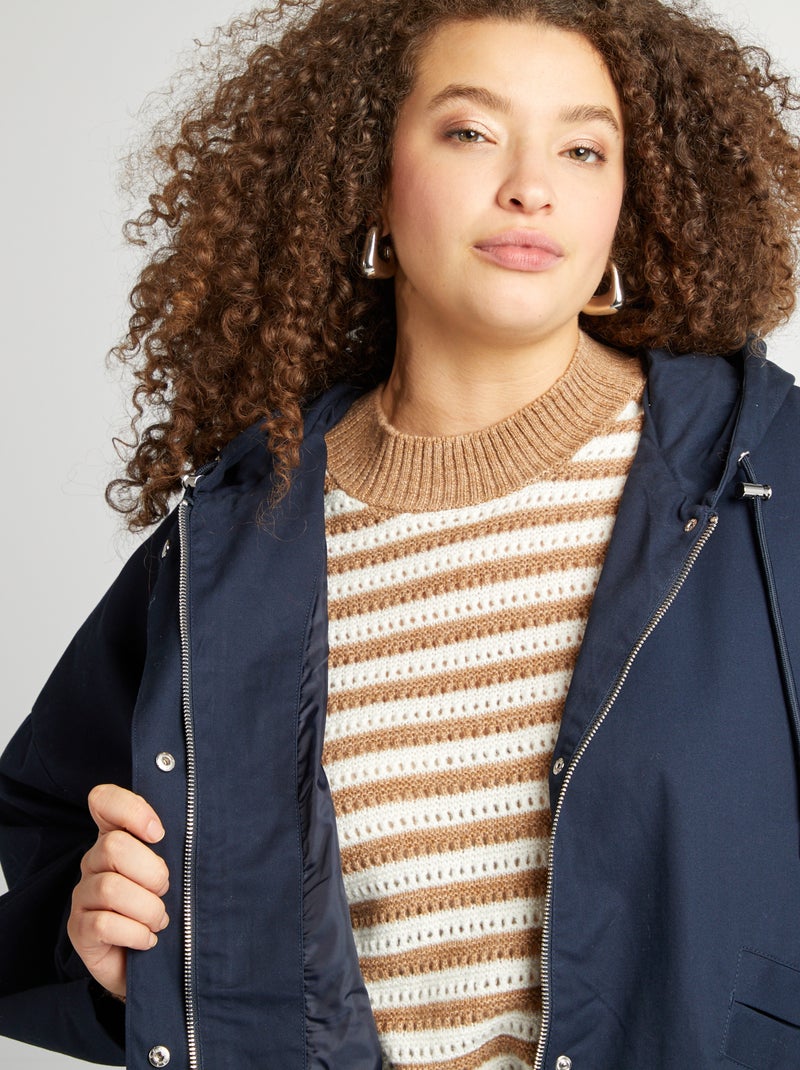 Chaqueta con capucha corte trapecio azul - Kiabi