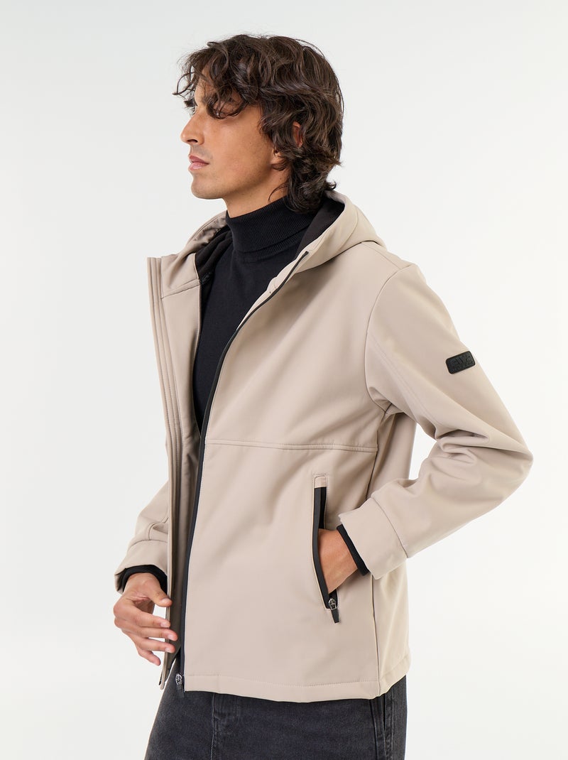 Chaqueta con capucha de neopreno forrada de micropolar Beige - Kiabi