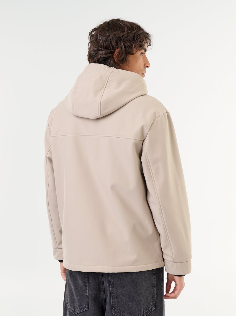 Chaqueta con capucha de neopreno forrada de micropolar Beige - Kiabi