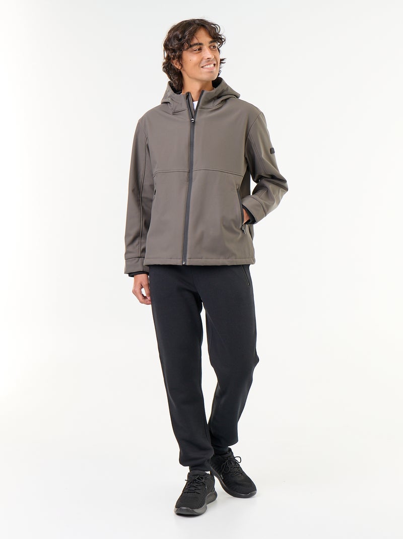 Chaqueta con capucha de neopreno forrada de micropolar Kaki - Kiabi