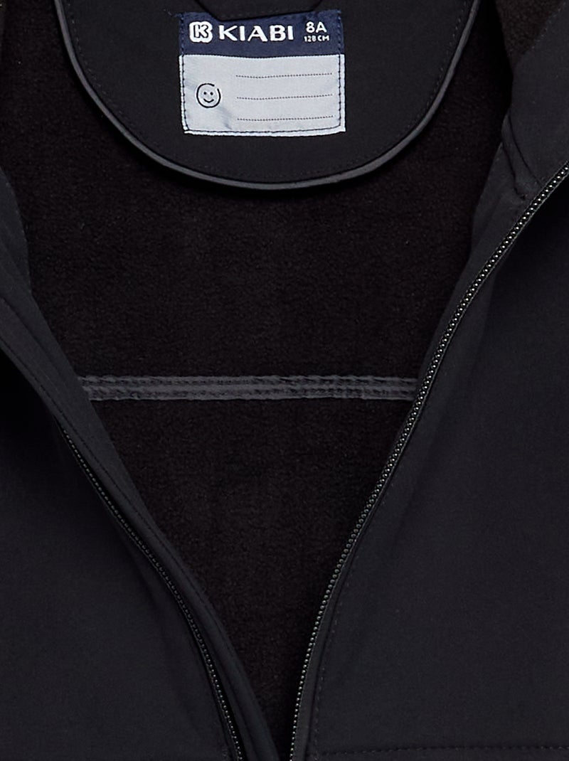 Chaqueta con capucha forrada de micropolar Negro - Kiabi