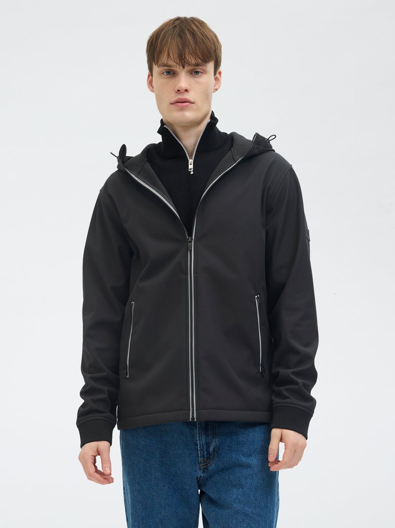 Chaqueta con capucha softshell lisa 'JJ Rebel' Negro - Kiabi