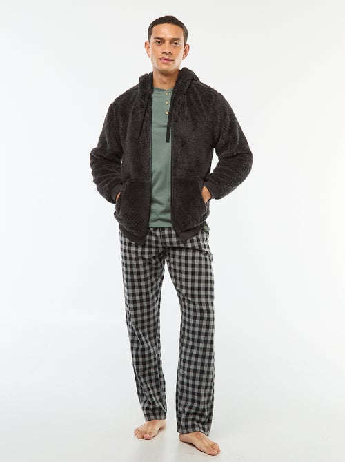 Chaqueta con capucha y cremallera en tejido de peluche - Kiabi