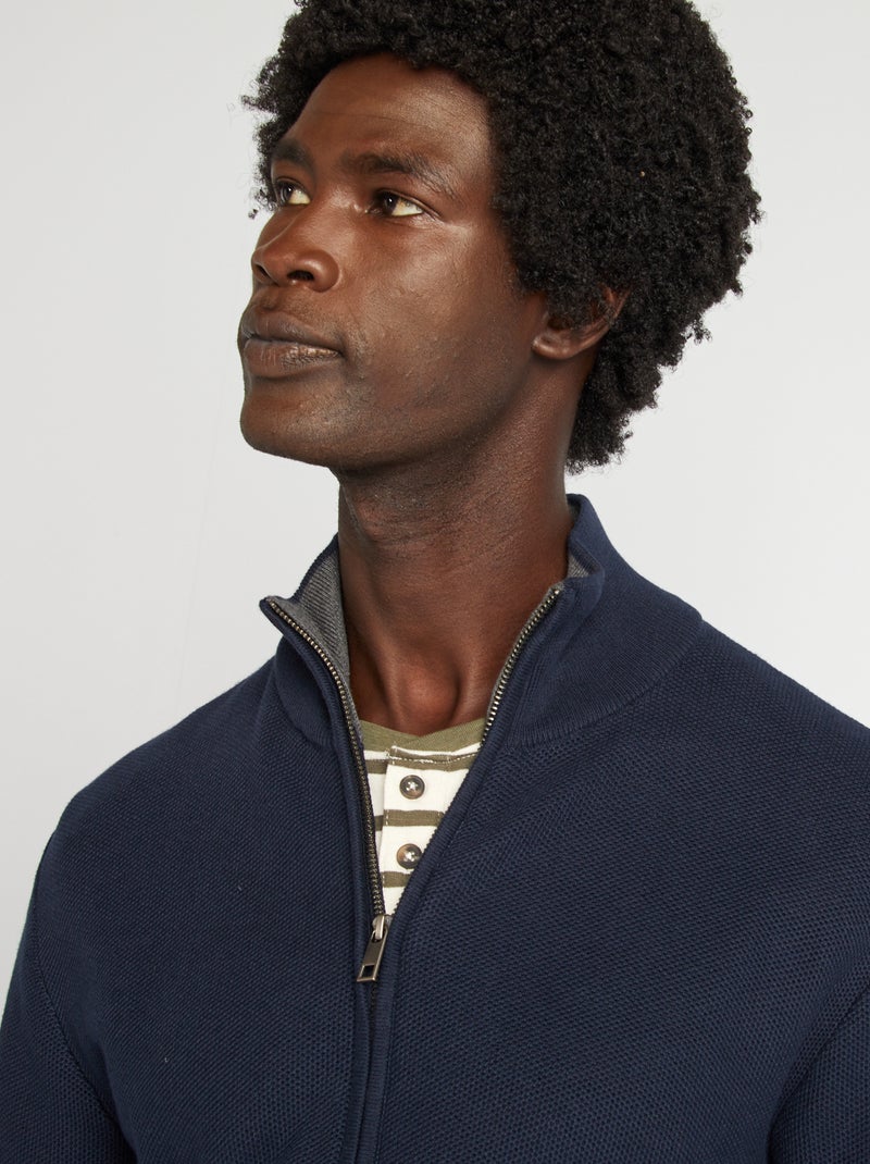 Chaqueta con cremallera cuello alto AZUL - Kiabi