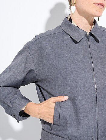 Chaqueta con cremallera de color jaspeado oscuro - AFIBEL