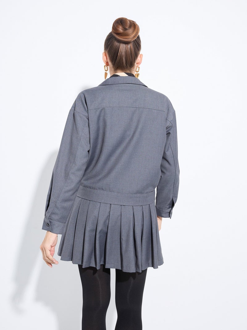 Chaqueta con cremallera de color jaspeado oscuro - AFIBEL Gris - Kiabi