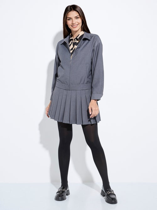 Chaqueta con cremallera de color jaspeado oscuro - AFIBEL - Kiabi