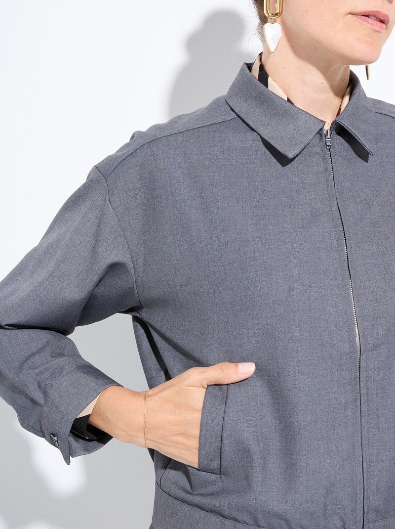 Chaqueta con cremallera de color jaspeado oscuro - AFIBEL Gris - Kiabi