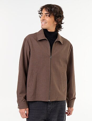 Chaqueta con cremallera de cuadros