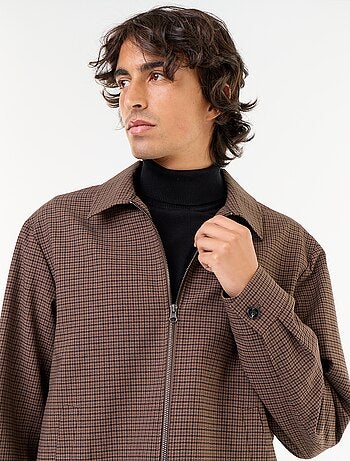 Chaqueta con cremallera de cuadros