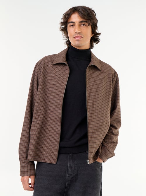 Chaqueta con cremallera de cuadros - Kiabi