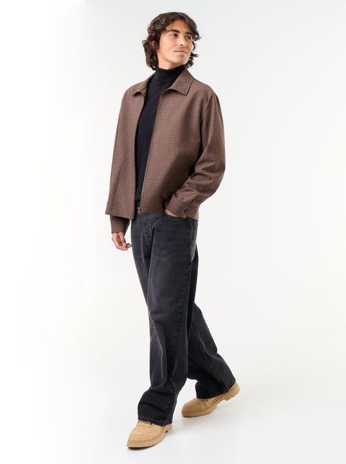 Chaqueta con cremallera de cuadros - Kiabi
