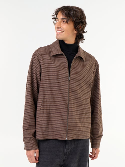 Chaqueta con cremallera de cuadros - Kiabi
