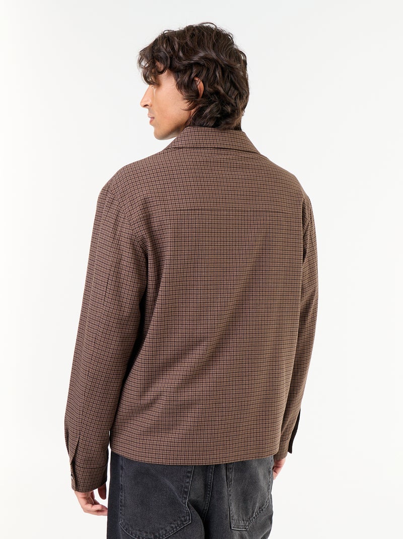Chaqueta con cremallera de cuadros Gris - Kiabi