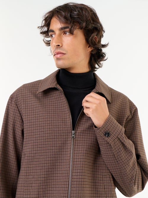 Chaqueta con cremallera de cuadros - Kiabi
