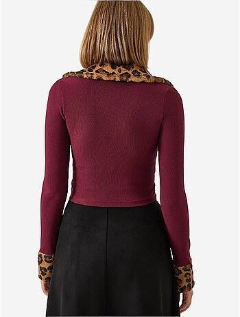 Chaqueta con cremallera de felpa de leopardo de bianco lucci