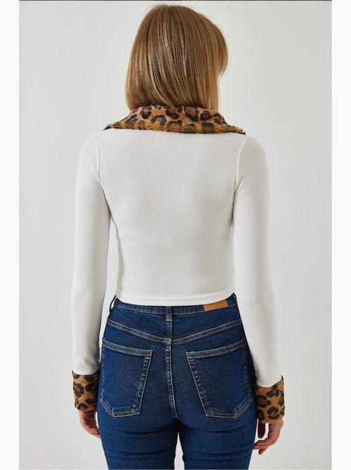 Chaqueta con cremallera de felpa de leopardo lucci - Kiabi