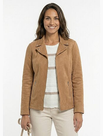 Chaqueta con cremallera de tejido de ante aterciopelado - Afibel