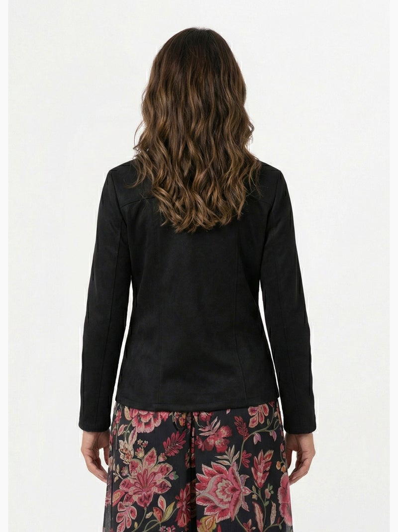 Chaqueta con cremallera de tejido de ante aterciopelado - Afibel Camel - Kiabi