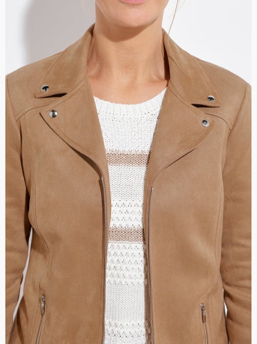 Chaqueta con cremallera de tejido de ante aterciopelado - Afibel - Kiabi