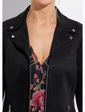 Chaqueta con cremallera de tejido de ante aterciopelado - Afibel