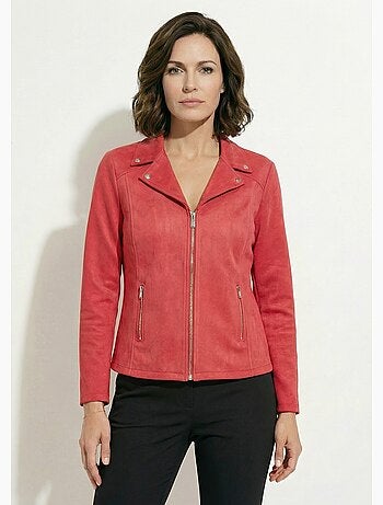 Chaqueta con cremallera de tejido de ante aterciopelado - Afibel