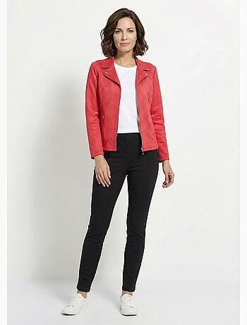 Chaqueta con cremallera de tejido de ante aterciopelado - Afibel