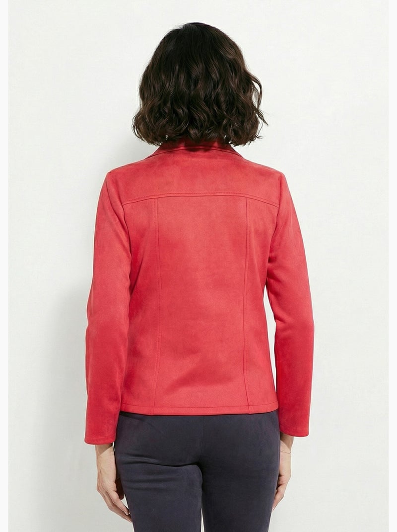 Chaqueta con cremallera de tejido de ante aterciopelado - Afibel Terracota - Kiabi