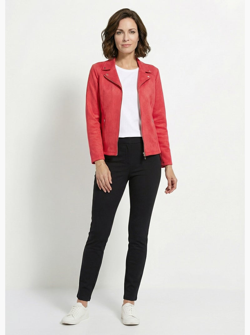 Chaqueta con cremallera de tejido de ante aterciopelado - Afibel Terracota - Kiabi
