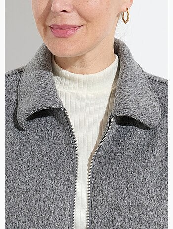Chaqueta con cremallera de tejido de rizo liso - Afibel