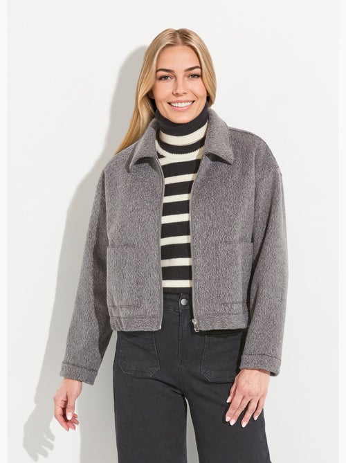 Chaqueta con cremallera de tejido de rizo liso - Afibel - Kiabi