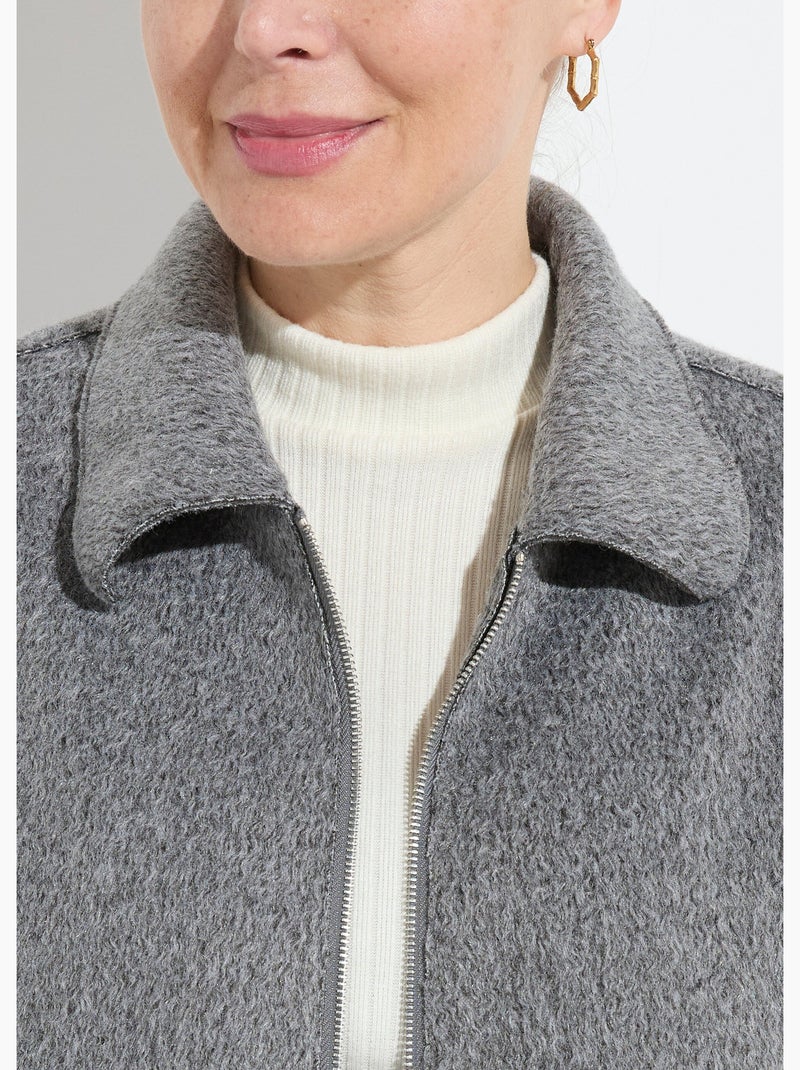 Chaqueta con cremallera de tejido de rizo liso - Afibel Gris - Kiabi