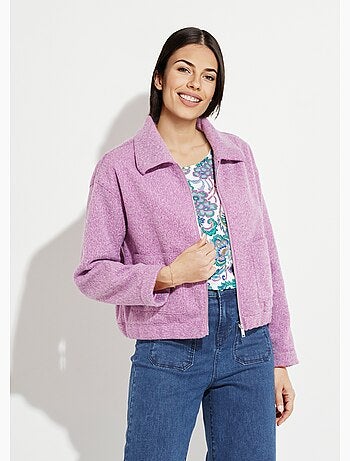 Chaqueta con cremallera de tejido de rizo liso - Afibel