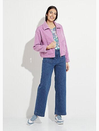 Chaqueta con cremallera de tejido de rizo liso - Afibel
