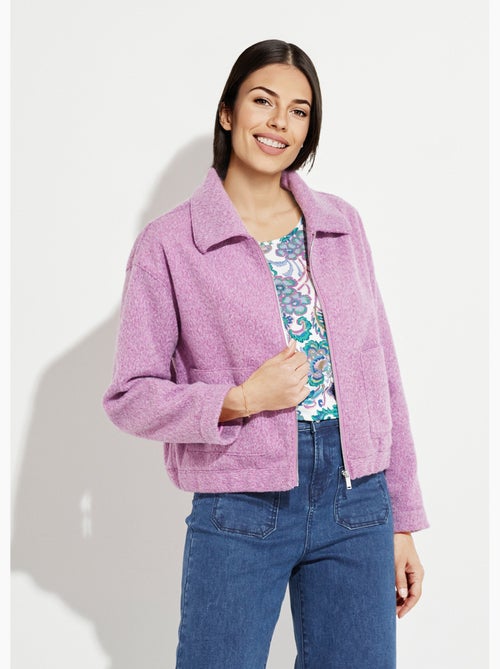 Chaqueta con cremallera de tejido de rizo liso - Afibel - Kiabi