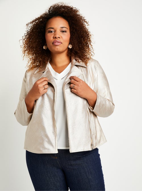 Chaqueta con cremallera de tejido revestido brillante - AFIBEL - Kiabi