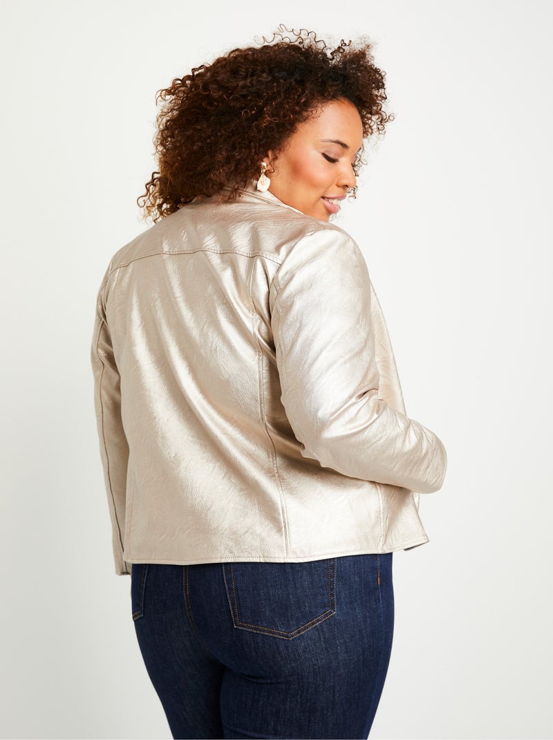 Chaqueta con cremallera de tejido revestido brillante - AFIBEL Beige - Kiabi