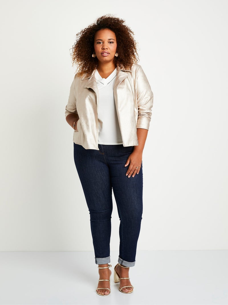 Chaqueta con cremallera de tejido revestido brillante - AFIBEL Beige - Kiabi