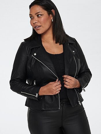 Chaqueta con cremallera en símil piel