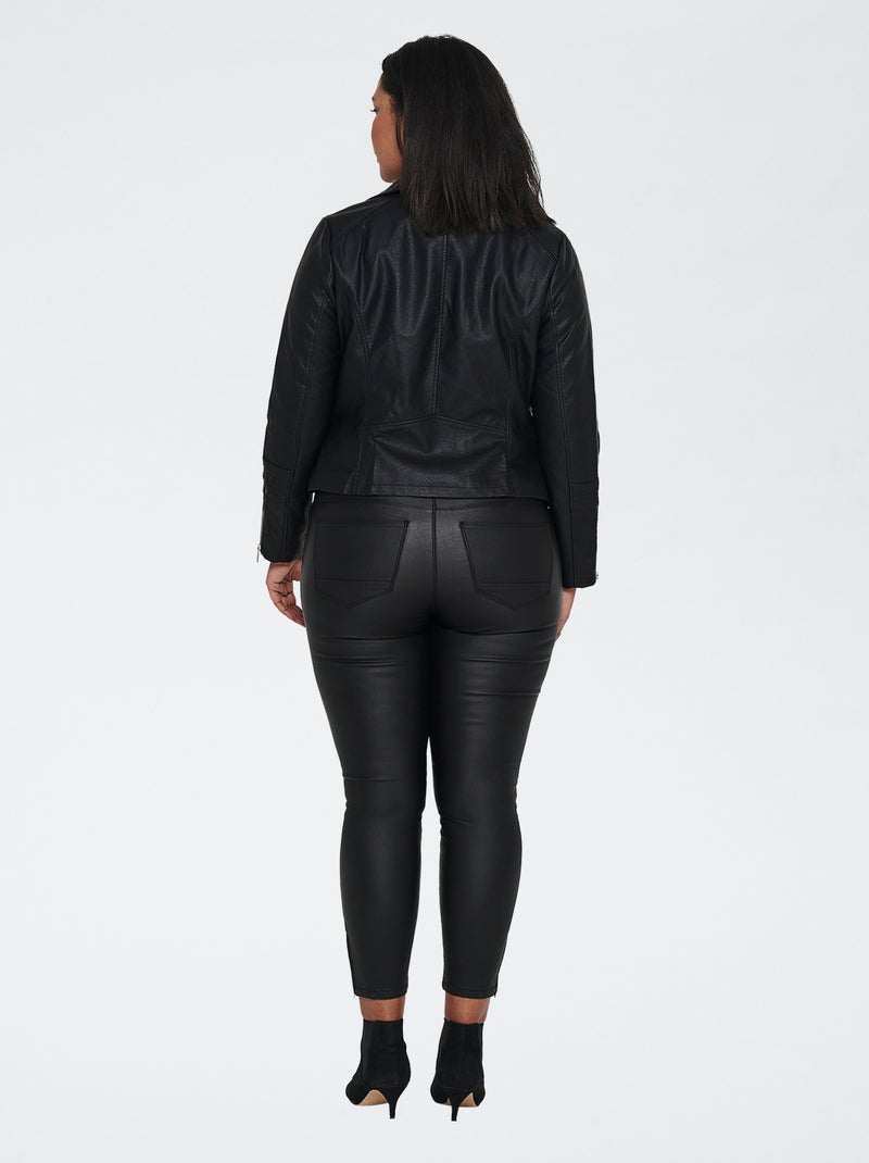 Chaqueta con cremallera en símil piel Negro - Kiabi